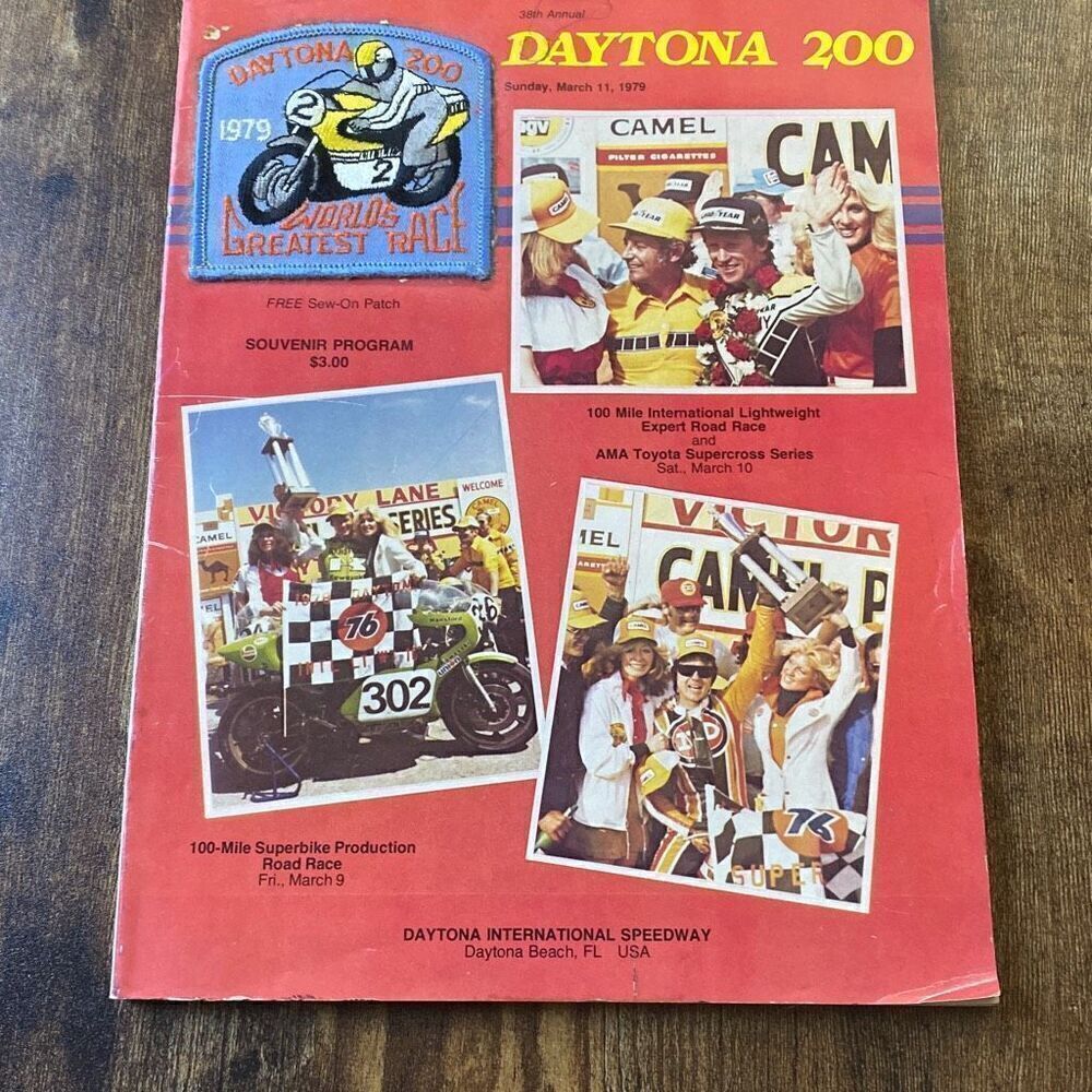 NASCAR Daytona 200 1979 Program w/patch 38th annual